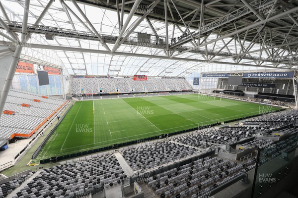 261023 - Wales’ Women Stadium Orientation and Kickers Session - A general view of the Forsyth Barr Stadium in Dunedin where Wales women will play New Zealand in WCV1