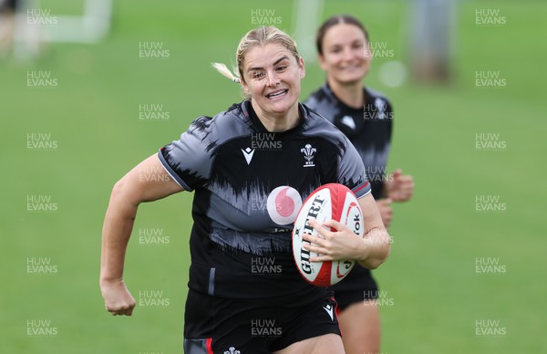 010923 - Wales Women Rugby training session - Carys Williams-Morris gets away from Jazz Joyce during a training session in the build up to the WXV matches in New Zealand