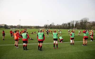 010421 - Wales Women Rugby Squad Training session - The Wales Women rugby squad during training session ahead of the start of the Women's Six Nations 