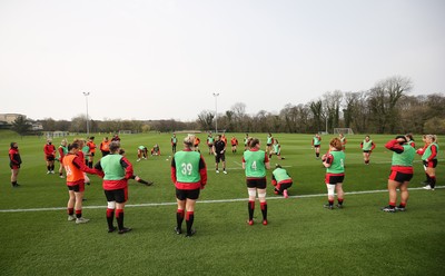 010421 - Wales Women Rugby Squad Training session - The Wales Women rugby squad during training session ahead of the start of the Women's Six Nations 