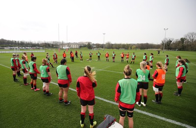 010421 - Wales Women Rugby Squad Training session - The Wales Women rugby squad during training session ahead of the start of the Women's Six Nations 