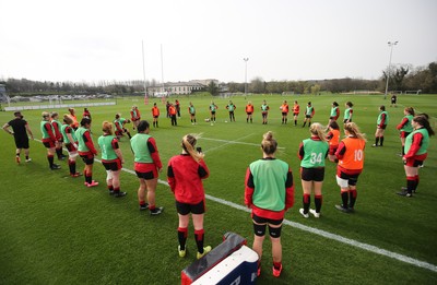 010421 - Wales Women Rugby Squad Training session - The Wales Women rugby squad during training session ahead of the start of the Women's Six Nations 