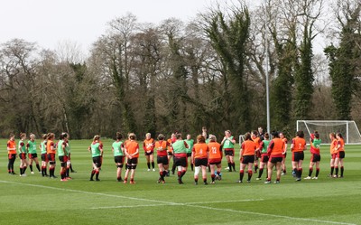 010421 - Wales Women Rugby Squad Training session - The Wales Women rugby squad during training session ahead of the start of the Women's Six Nations 