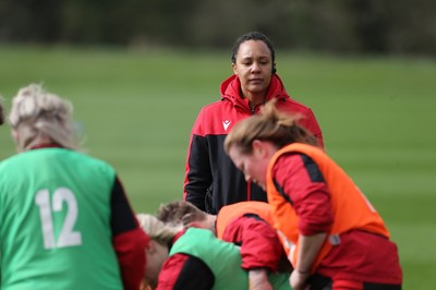 010421 - Wales Women Rugby Squad Training session - Assistant coach Sophie Spence during training session ahead of the start of the Women's Six Nations 