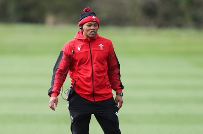 010421 - Wales Women Rugby Squad Training session - Wales Women head coach Warren Abrahams during training session ahead of the start of the Women's Six Nations