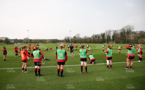 010421 - Wales Women Rugby Squad Training session - The Wales Women rugby squad during training session ahead of the start of the Women's Six Nations 