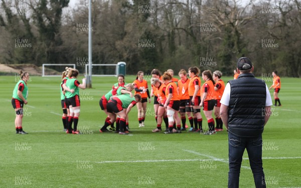 010421 - Wales Women Rugby Squad Training session - Wales mens head coach Wayne Pivac looks on during the Wales women training session