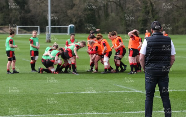 010421 - Wales Women Rugby Squad Training session - Wales mens head coach Wayne Pivac looks on during the Wales women training session