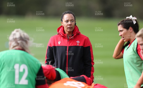 010421 - Wales Women Rugby Squad Training session - Assistant coach Sophie Spence during training session ahead of the start of the Women's Six Nations 