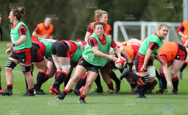 010421 - Wales Women Rugby Squad Training session - Megan Davies of Wales during training session ahead of the start of the Women's Six Nations