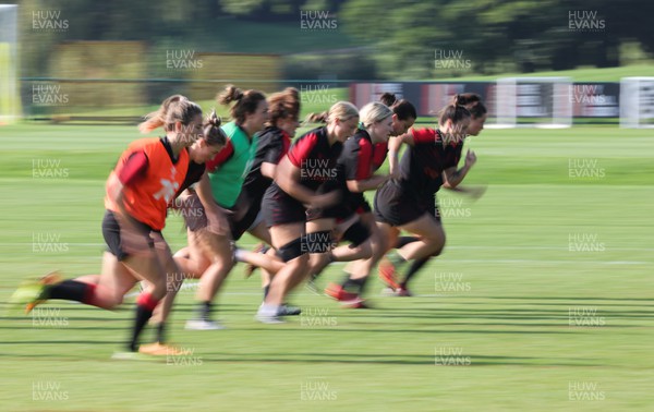 210922 - Wales Women RWC Training Session - The Wales Women rugby squad during a training session ahead of departure to New Zealand for the Rugby World Cup