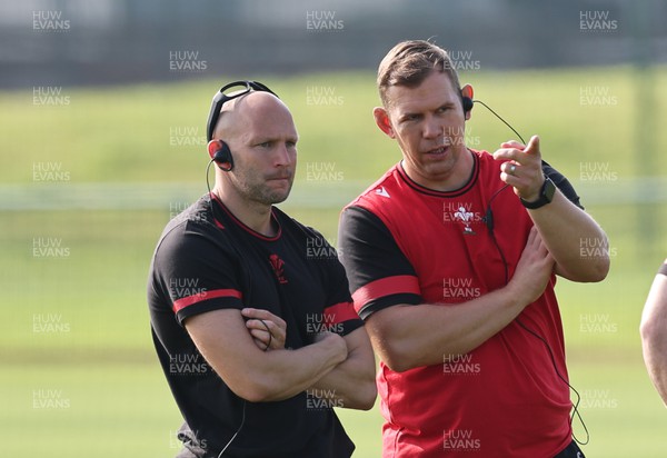 210922 - Wales Women RWC Training Session - Richard Whiffin and Ioan Cunningham during a training session ahead of departure to New Zealand for the Rugby World Cup