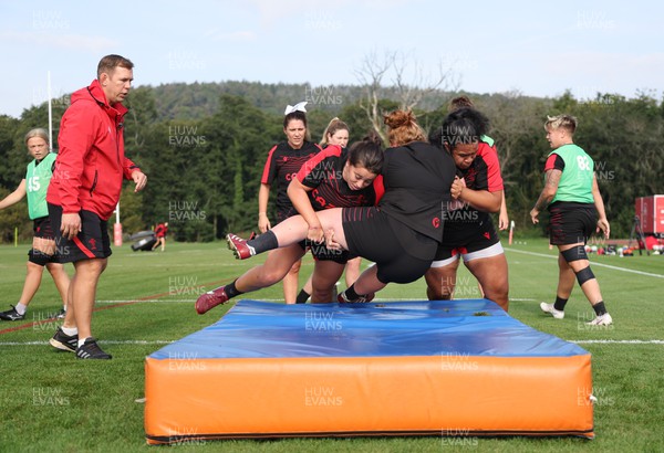 210922 - Wales Women RWC Training Session - Ioan Cunningham during a training session ahead of departure to New Zealand for the Rugby World Cup