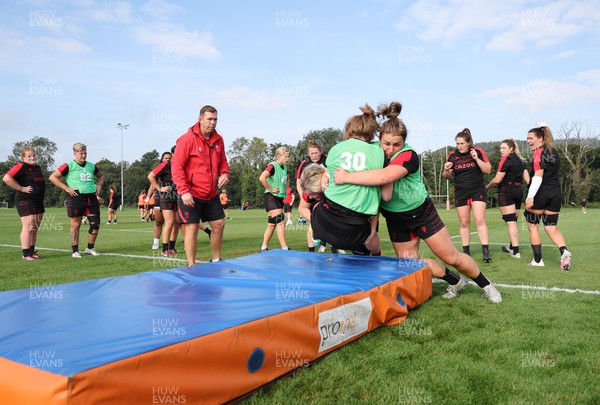 210922 - Wales Women RWC Training Session - Ioan Cunningham looks on during a training session ahead of departure to New Zealand for the Rugby World Cup