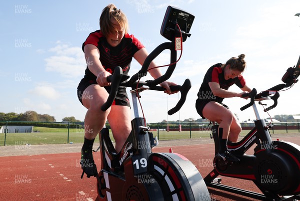 210922 - Wales Women RWC Training Session - Caryl Thomas of Wales and Kat Evans during a training session ahead of departure to New Zealand for the Rugby World Cup