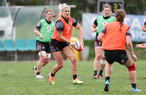 250423 - Wales Women Rugby Training Session - Carys Williams-Morris during a training session at Parma Rugby Club ahead of the TicTok Women’s 6 Nations match against Italy