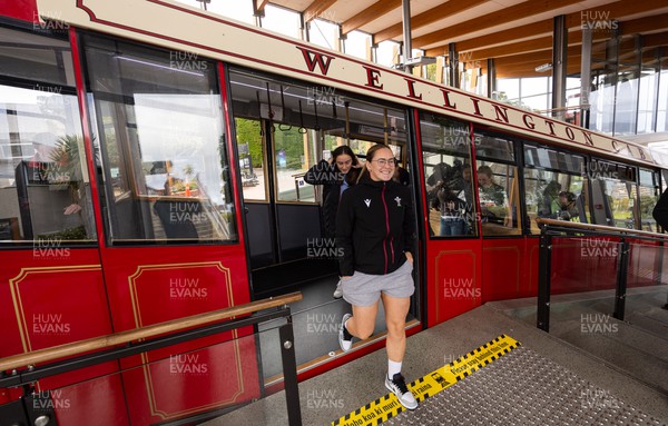 131023 - Wales’ Kat Evans takes the Wellington Tram to the overlook the city as they get some down time after their first training session in New Zealand 