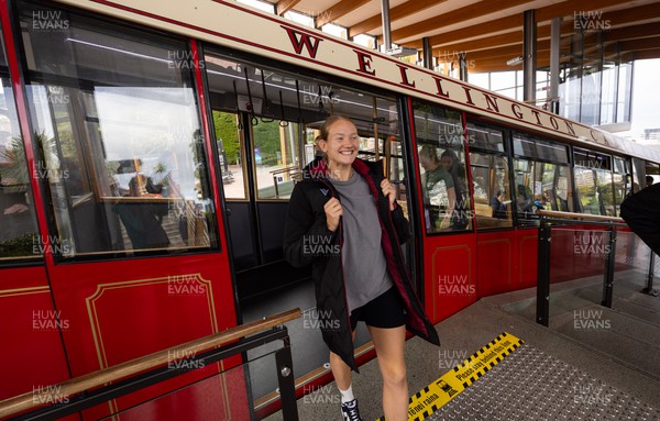 131023 - Wales’ Carys Cox takes the Wellington Tram to the overlook the city as they get some down time after their first training session in New Zealand 