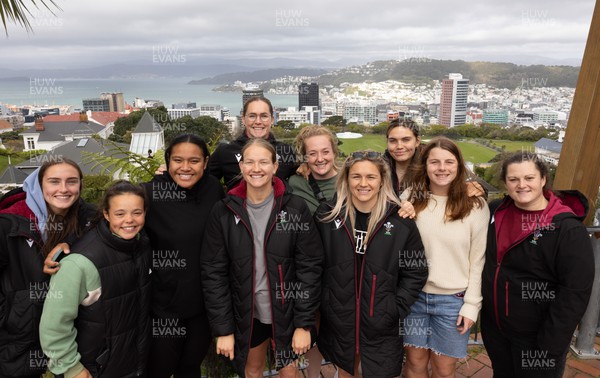 131023 - Members of the Wales Women squad take the Wellington Tram to the overlook the city as they get some down time after their first training session in New Zealand Left to right, Nel Metcalfe, Megan Davies, Sisilia Tuipulotu, Carys Cox, Kat Evans, Abbie Fleming, Hannah Bluck, Bryonie King, Kate Williams and Abbey Constable