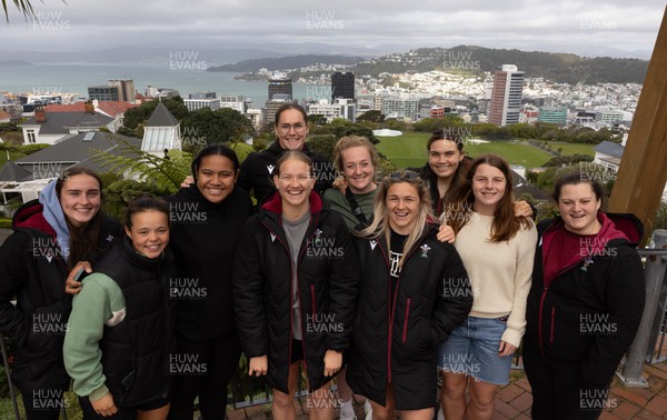 131023 - Members of the Wales Women squad take the Wellington Tram to the overlook the city as they get some down time after their first training session in New Zealand Left to right, Nel Metcalfe, Megan Davies, Sisilia Tuipulotu, Carys Cox, Kat Evans, Abbie Fleming, Hannah Bluck, Bryonie King, Kate Williams and Abbey Constable