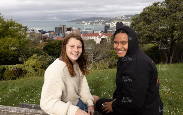 131023 - Wales squad members Kate Williams and Sisilia Tuipulotu overlook Wellington after taking a tram ride as they get some down time after their first training session in New Zealand 