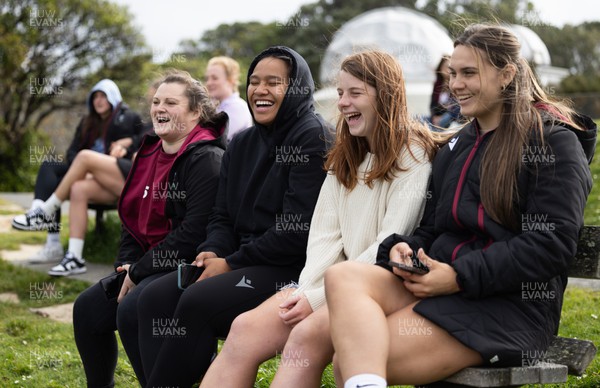 131023 - Wales squad members Abbey Constable, Sisilia Tuipulotu, Kate Williams and Bryonie King overlook Wellington after taking a tram ride as they get some down time after their first training session in New Zealand 