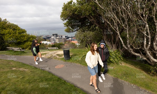 131023 - Wales squad members take a walk overlooking Wellington after taking a tram ride as they get some down time after their first training session in New Zealand 