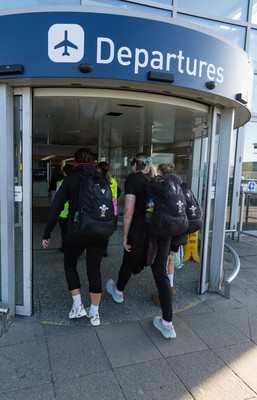 200325  Wales Women Rugby Squad travel to Edinburgh - Wales squad members make their way to departures at Bristol Airport as Wales head to Edinburgh for the opening match of the Women’s 6 Nations against Scotland