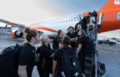 200325  Wales Women Rugby Squad travel to Edinburgh - board the flight at Bristol Airport as Wales head to Edinburgh for the opening match of the Women’s 6 Nations against Scotland