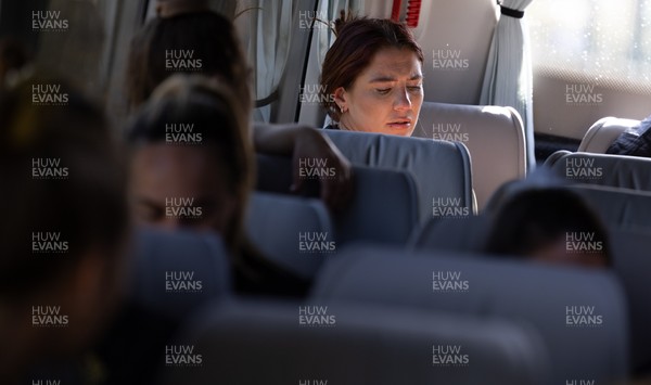 200325  Wales Women Rugby Squad travel to Edinburgh - Georgia Evans on the bus as Wales head to Edinburgh for the opening match of the Women’s 6 Nations against Scotland