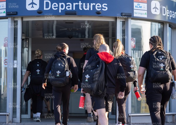 200325  Wales Women Rugby Squad travel to Edinburgh - Wales squad members make their way to departures at Bristol Airport as Wales head to Edinburgh for the opening match of the Women’s 6 Nations against Scotland