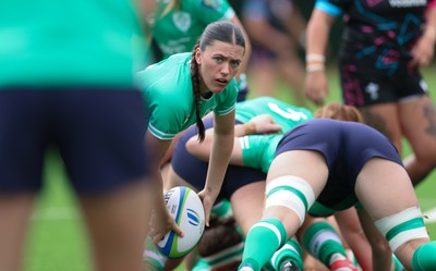 050725  Wales Women U20 v Ireland Women U20, Women’s U20 Six Nations Summer Series - Jade Gaffney of Ireland feeds the ball out