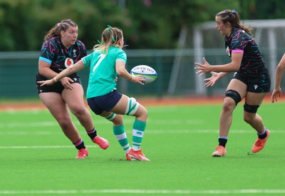 050725  Wales Women U20 v Ireland Women U20, Women’s U20 Six Nations Summer Series - Stella Orrin of Wales passes to Branwen Metcalfe of Wales