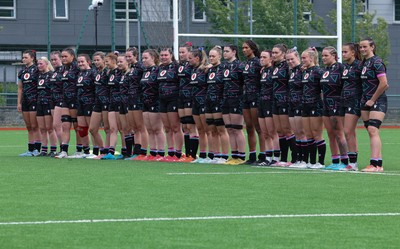 050725  Wales Women U20 v Ireland Women U20, Women’s U20 Six Nations Summer Series - The Wales team line up for the anthems