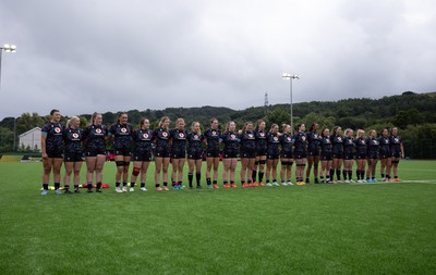 050725  Wales Women U20 v Ireland Women U20, Women’s U20 Six Nations Summer Series - The Wales team line up for the anthems