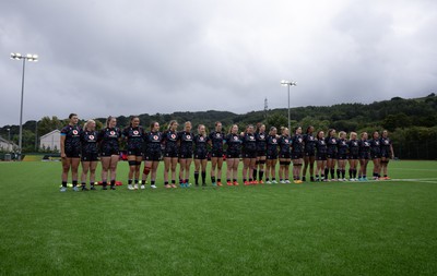 050725  Wales Women U20 v Ireland Women U20, Women’s U20 Six Nations Summer Series - The Wales team line up for the anthems