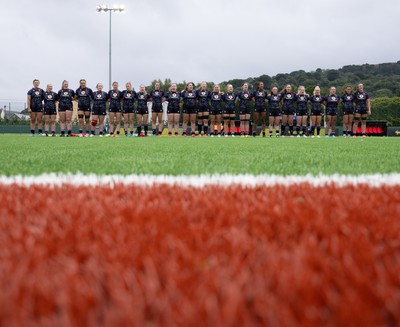 050725  Wales Women U20 v Ireland Women U20, Women’s U20 Six Nations Summer Series - The Wales team line up for the anthems