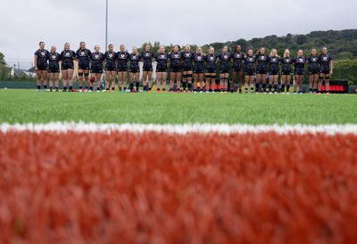 050725  Wales Women U20 v Ireland Women U20, Women’s U20 Six Nations Summer Series - The Wales team line up for the anthems