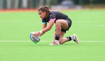050725  Wales Women U20 v Ireland Women U20, Women’s U20 Six Nations Summer Series - Carys Hughes of Wales lines up conversion