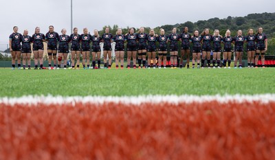 050725  Wales Women U20 v Ireland Women U20, Women’s U20 Six Nations Summer Series - The Wales team line up for the anthems