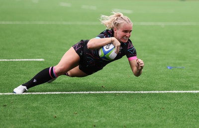 050725  Wales Women U20 v Ireland Women U20, Women’s U20 Six Nations Summer Series - Seren Singleton of Wales dives in to score Wales’s second try
