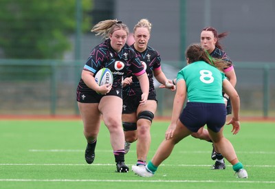 050725  Wales Women U20 v Ireland Women U20, Women’s U20 Six Nations Summer Series - Evie Hill of Wales takes on Jemima Adams Verling of Ireland