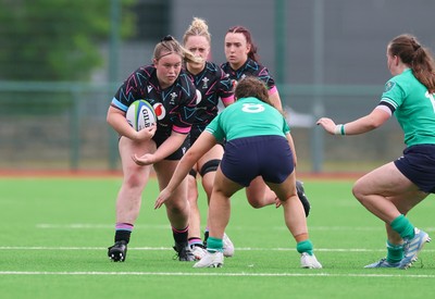 050725  Wales Women U20 v Ireland Women U20, Women’s U20 Six Nations Summer Series - Evie Hill of Wales takes on Jemima Adams Verling of Ireland