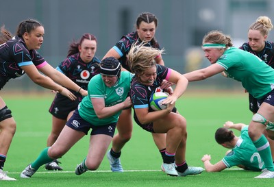 050725  Wales Women U20 v Ireland Women U20, Women’s U20 Six Nations Summer Series - Freya Bell of Wales charges forward