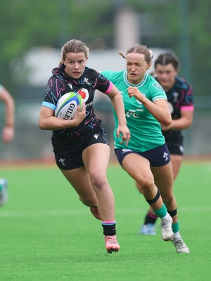 050725  Wales Women U20 v Ireland Women U20, Women’s U20 Six Nations Summer Series - Ffion Williams of Wales is caught by Robyn O’Connor of Ireland