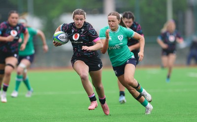 050725  Wales Women U20 v Ireland Women U20, Women’s U20 Six Nations Summer Series - Ffion Williams of Wales is caught by Robyn O’Connor of Ireland