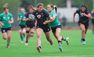 050725  Wales Women U20 v Ireland Women U20, Women’s U20 Six Nations Summer Series - Ffion Williams of Wales is caught by Robyn O’Connor of Ireland