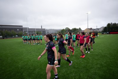 050725  Wales Women U20 v Ireland Women U20, Women’s U20 Six Nations Summer Series - The teams congratulate each other at the end of the match