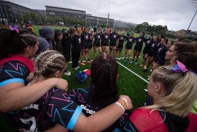 050725  Wales Women U20 v Ireland Women U20, Women’s U20 Six Nations Summer Series - The Wales team huddles up at the end of the match