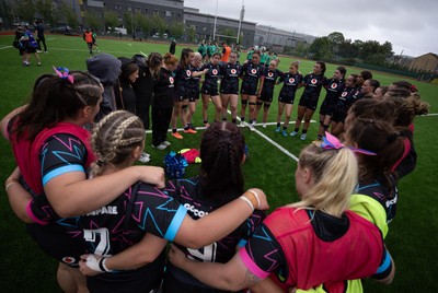 050725  Wales Women U20 v Ireland Women U20, Women’s U20 Six Nations Summer Series - The Wales team huddles up at the end of the match